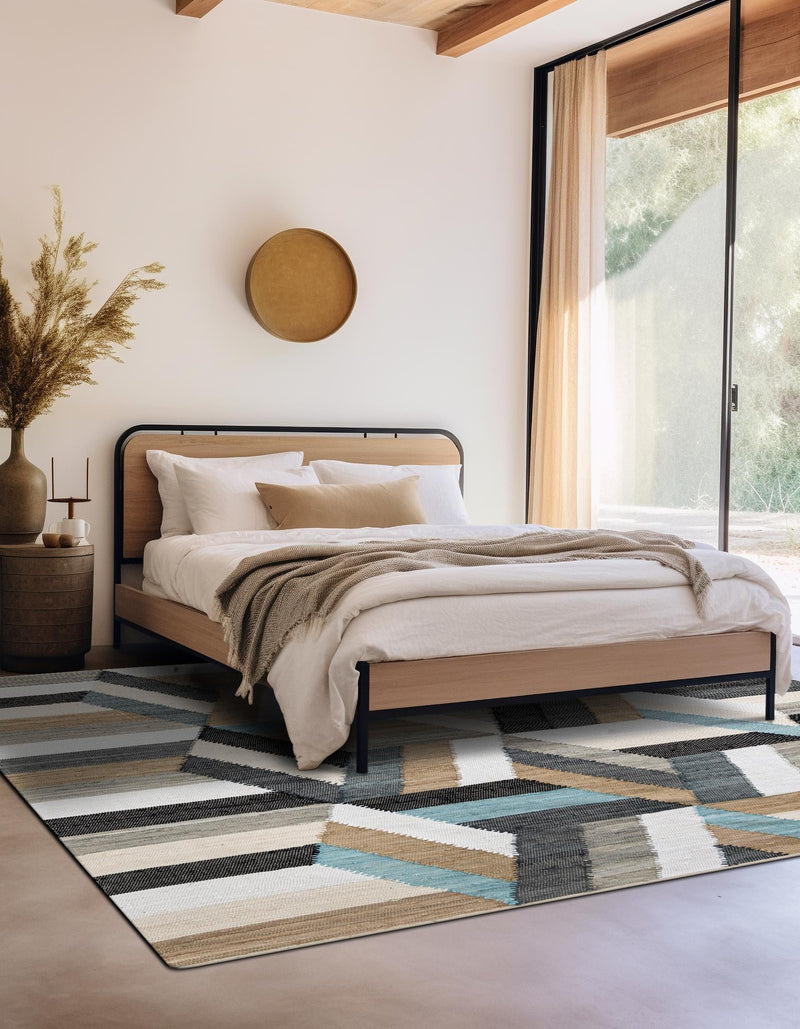 Thar Cotton Collection Area Rug -  Cochin Square Blue  lifestyle 21