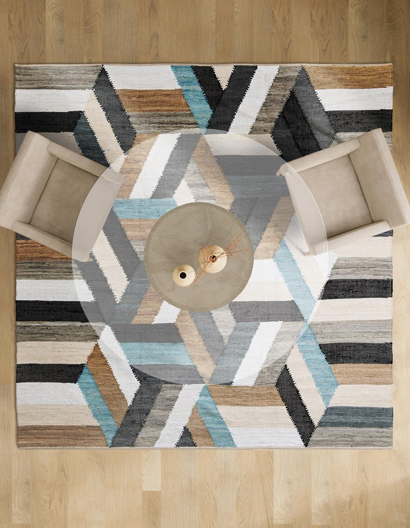 Thar Cotton Collection Area Rug -  Cochin Square Blue  lifestyle 41