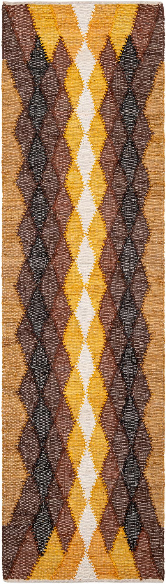 Thar Cotton Collection Area Rug -  Munnar Runner Brown Yellow Black  lifestyle 11