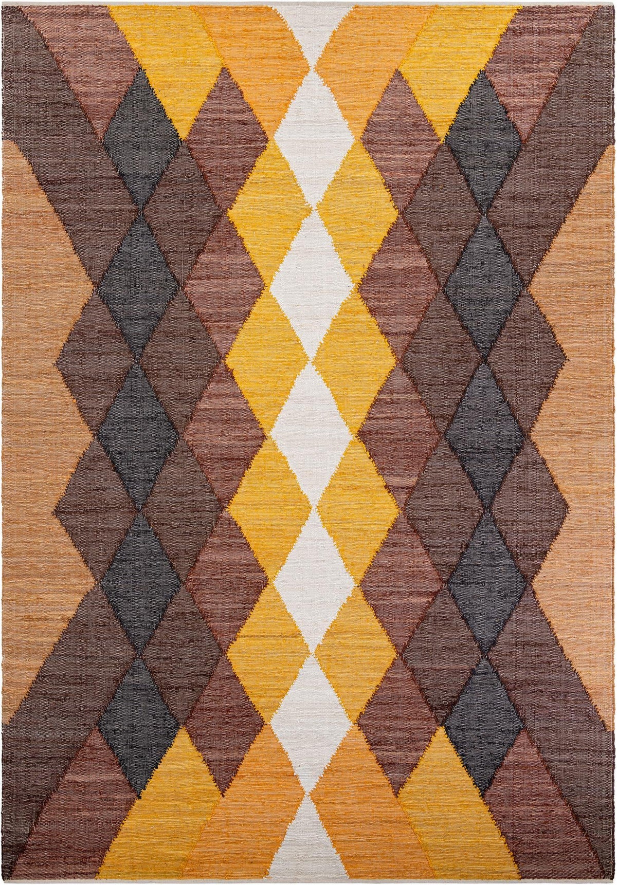 Thar Cotton Collection Area Rug -  Munnar Rectangle Brown Yellow Black Main