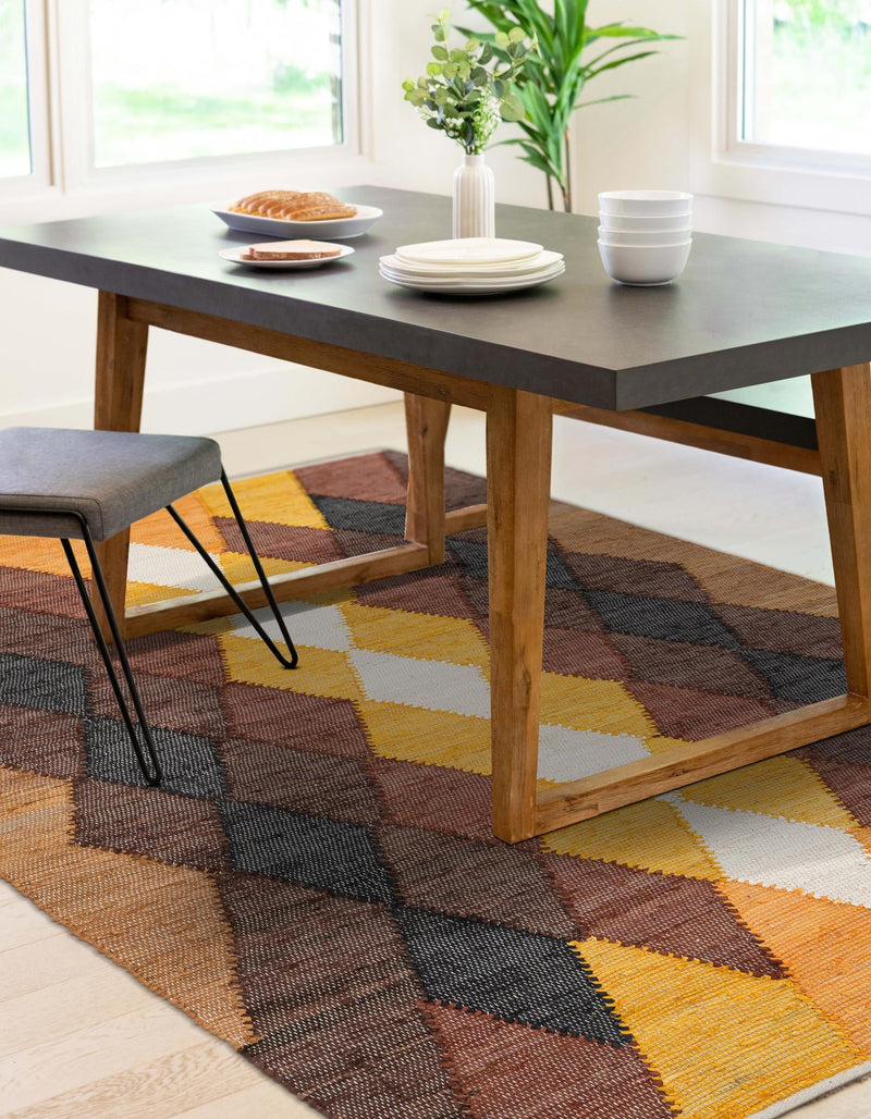 Thar Cotton Collection Area Rug -  Munnar Rectangle Brown Yellow Black  lifestyle 8