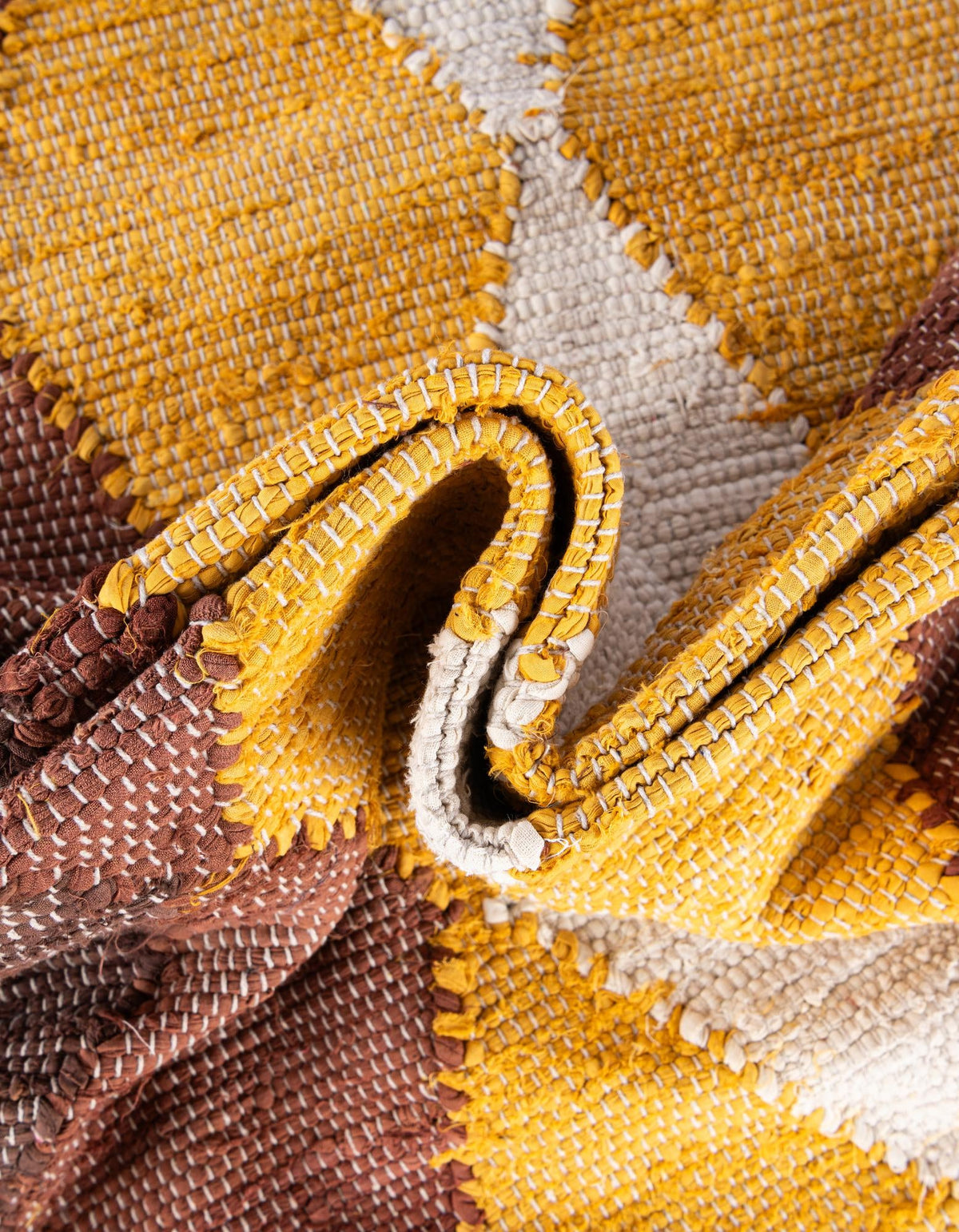 Thar Cotton Collection Area Rug -  Munnar Runner Brown Yellow Black  lifestyle 34