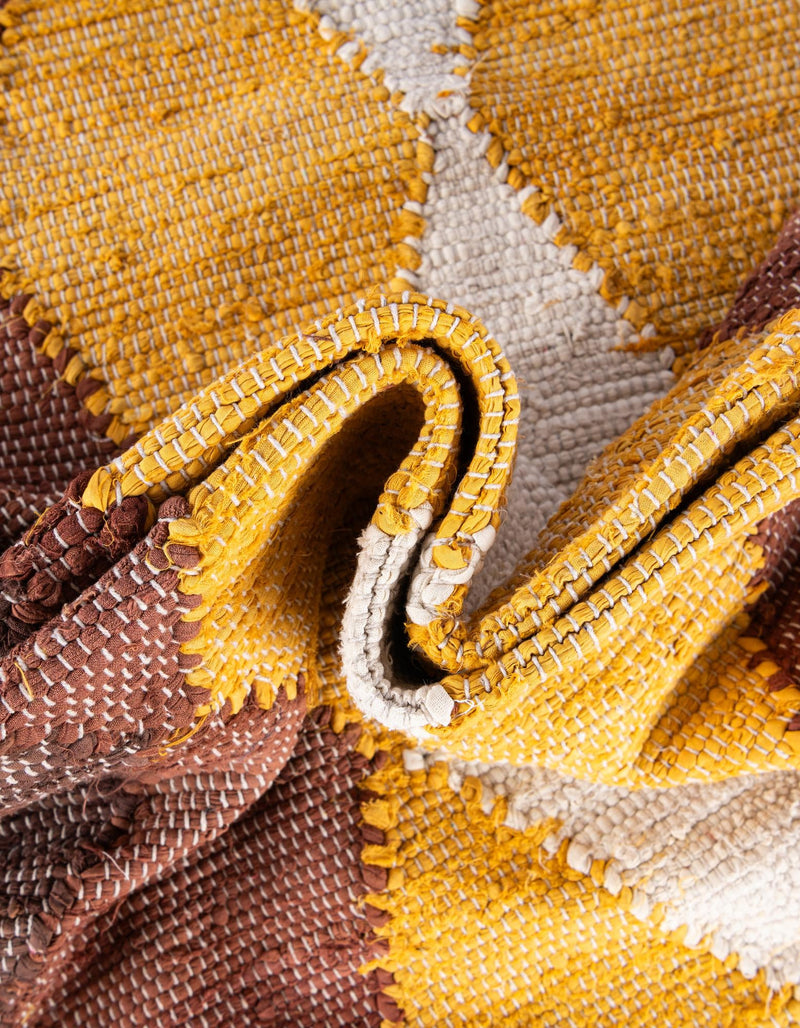 Thar Cotton Collection Area Rug -  Munnar Runner Brown Yellow Black  lifestyle 34