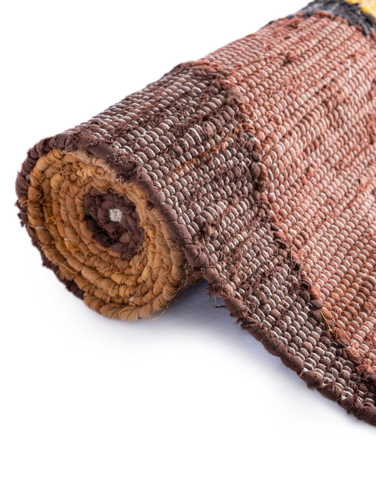 Thar Cotton Collection Area Rug -  Munnar Runner Brown Yellow Black  lifestyle 37