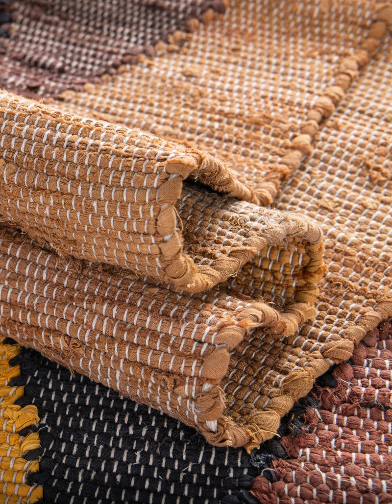 Thar Cotton Collection Area Rug -  Munnar Runner Brown Yellow Black  lifestyle 39