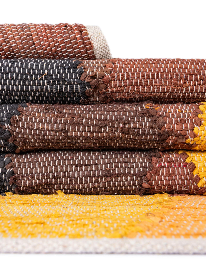 Thar Cotton Collection Area Rug -  Munnar Runner Brown Yellow Black  lifestyle 40