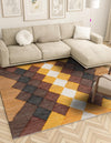 Thar Cotton Collection Area Rug -  Munnar Square Brown Yellow Black  lifestyle 13