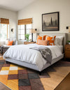 Thar Cotton Collection Area Rug -  Munnar Square Brown Yellow Black  lifestyle 23