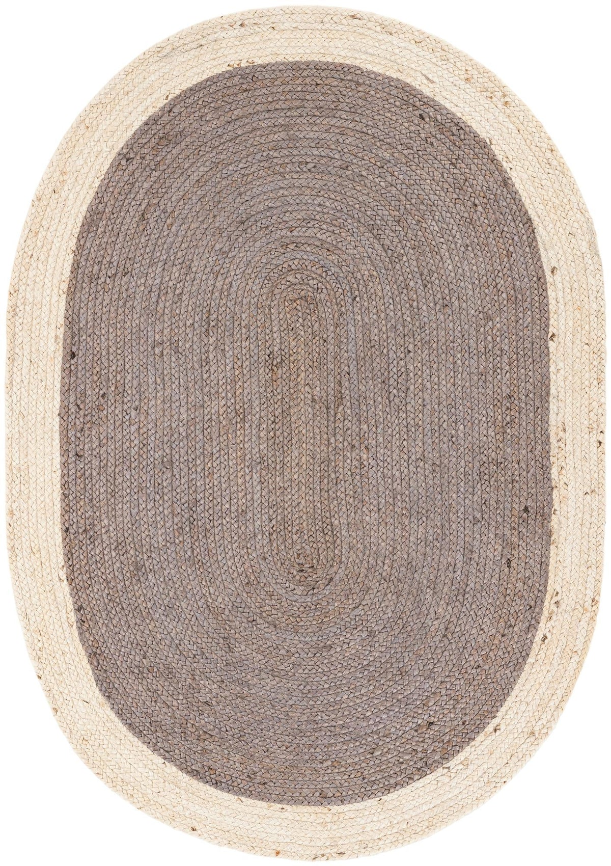 Woven Seaside Jute Collection Area Rug - Nantucket Oval Gray and White  lifestyle 68