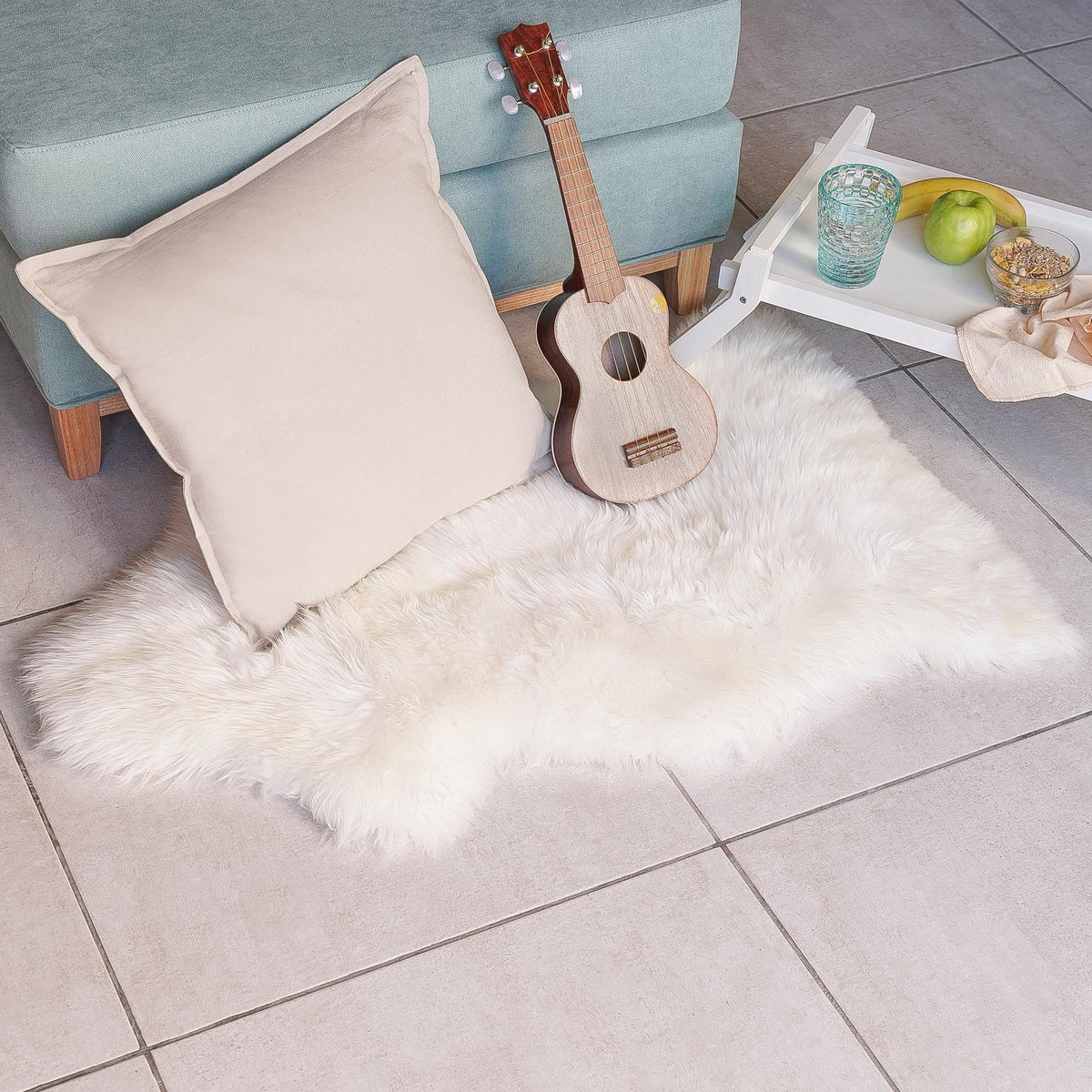 Arctic Lambskin Luxe Collection Area Rug - Tundra Rectangle White  lifestyle 7