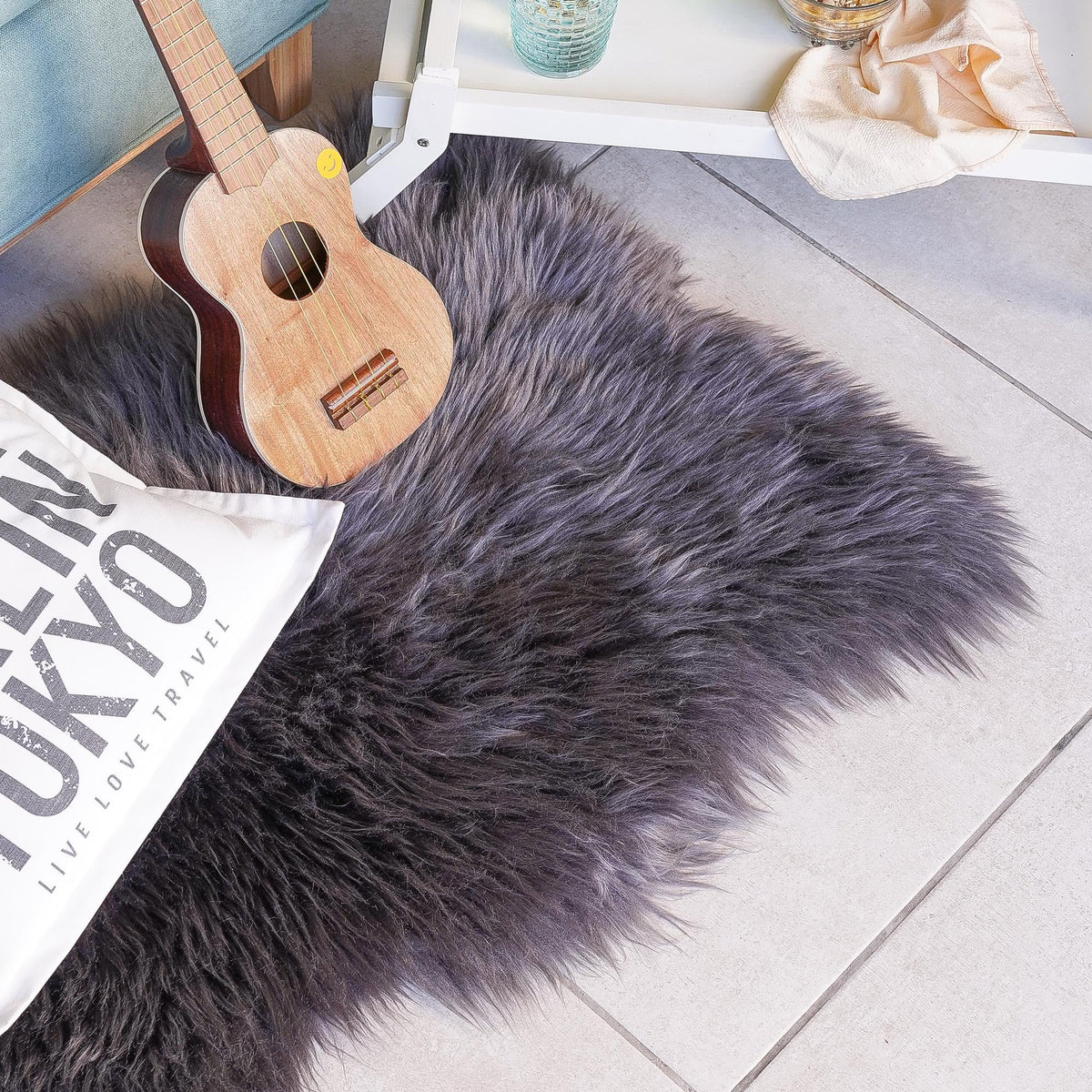Arctic Lambskin Luxe Collection Area Rug - Tundra Rectangle Gray  lifestyle 23