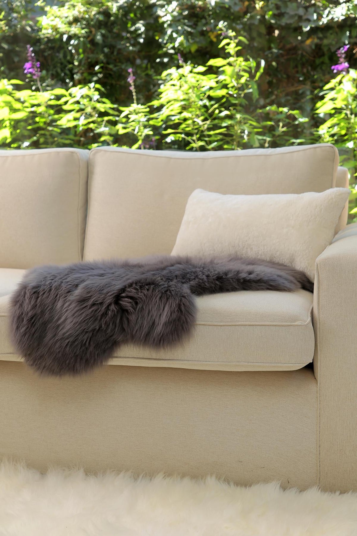 Arctic Lambskin Luxe Collection Area Rug - Tundra Rectangle Gray  lifestyle 31