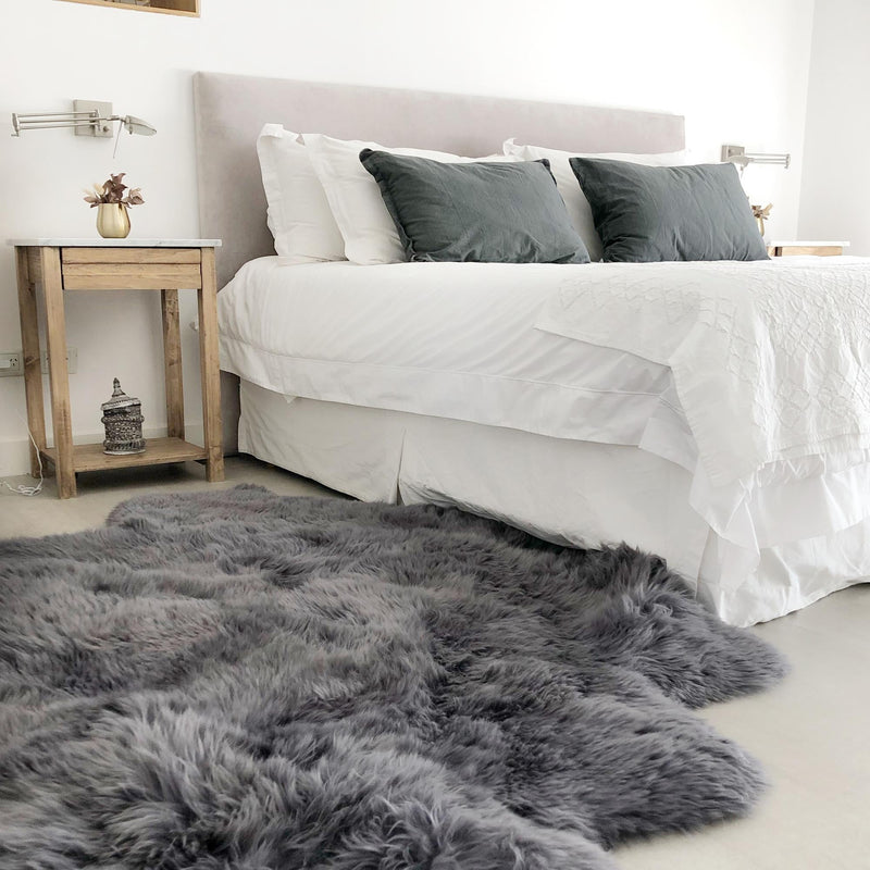 Arctic Lambskin Luxe Collection Area Rug - Tundra Rectangle Gray  lifestyle 14