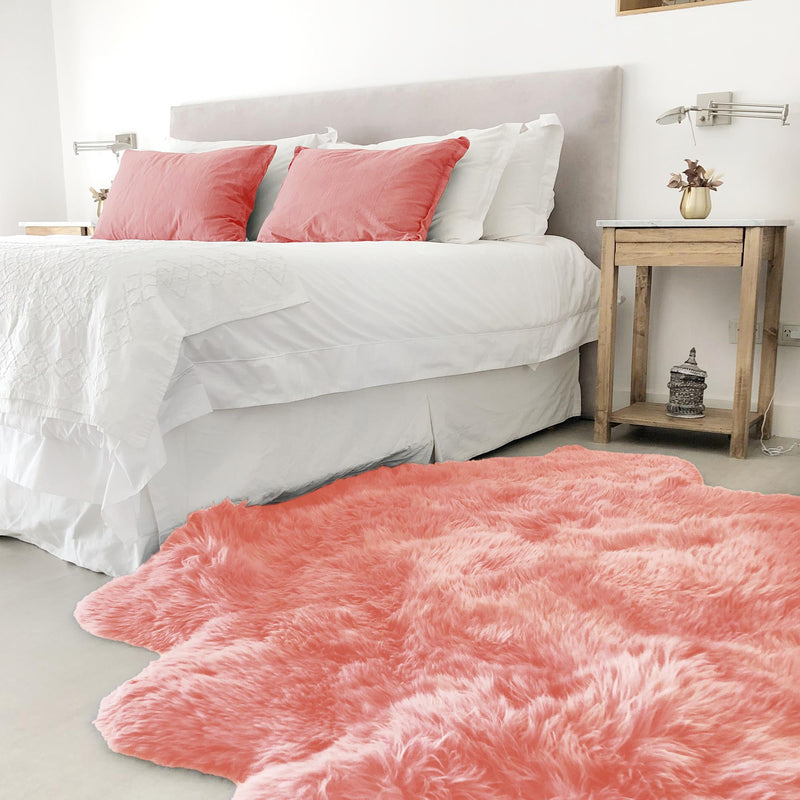 Arctic Lambskin Luxe Collection Area Rug - Tundra Rectangle Pink  lifestyle 11