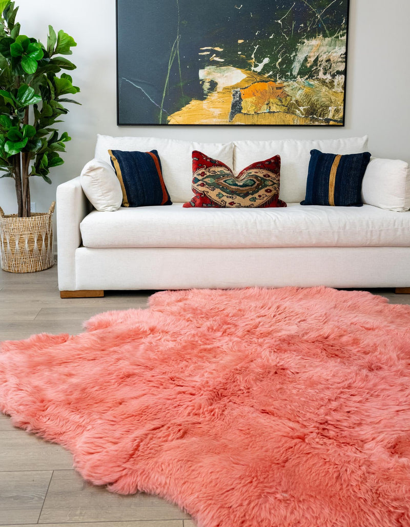 Arctic Lambskin Luxe Collection Area Rug - Tundra Square Pink  lifestyle 101