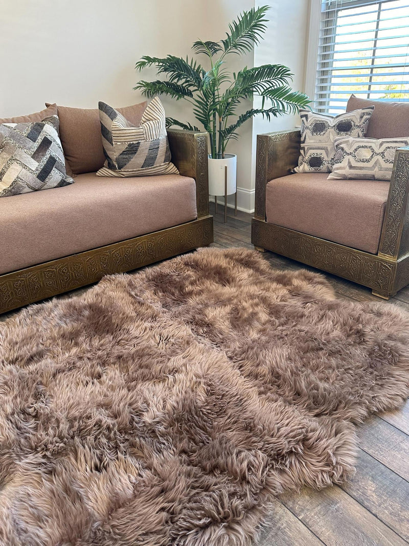 Arctic Lambskin Luxe Collection Area Rug - Tundra Rectangle Beige  lifestyle 33