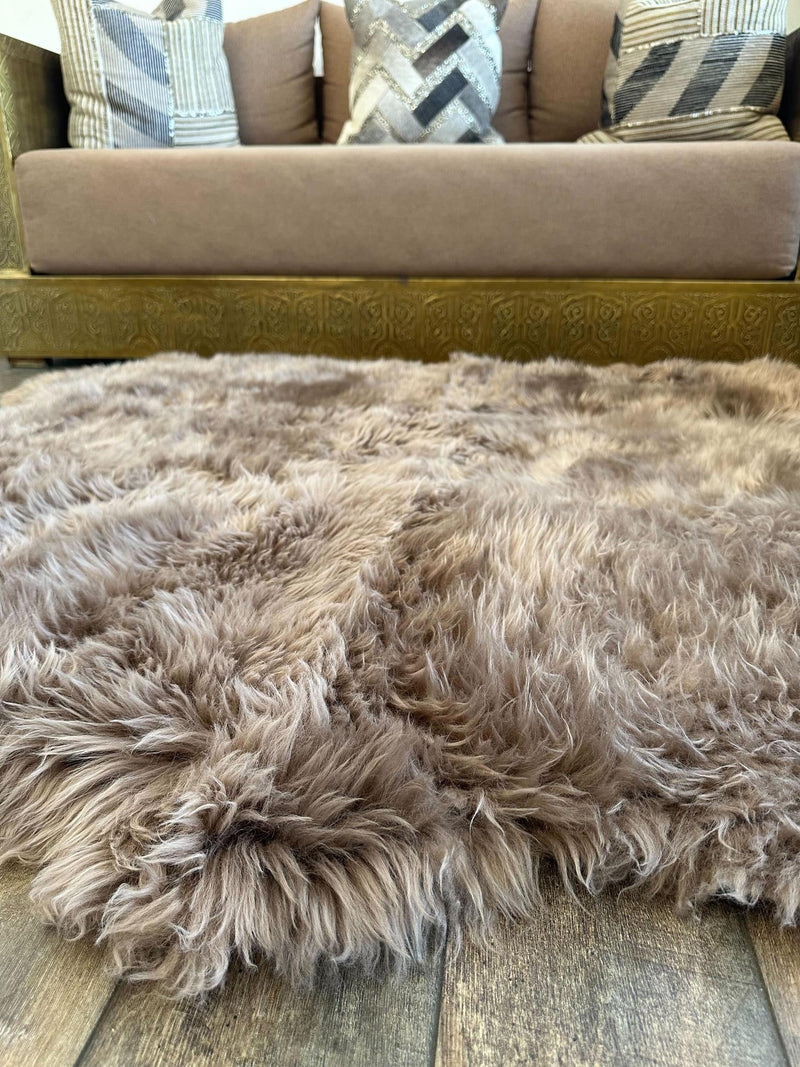 Arctic Lambskin Luxe Collection Area Rug - Tundra Rectangle Beige  lifestyle 40