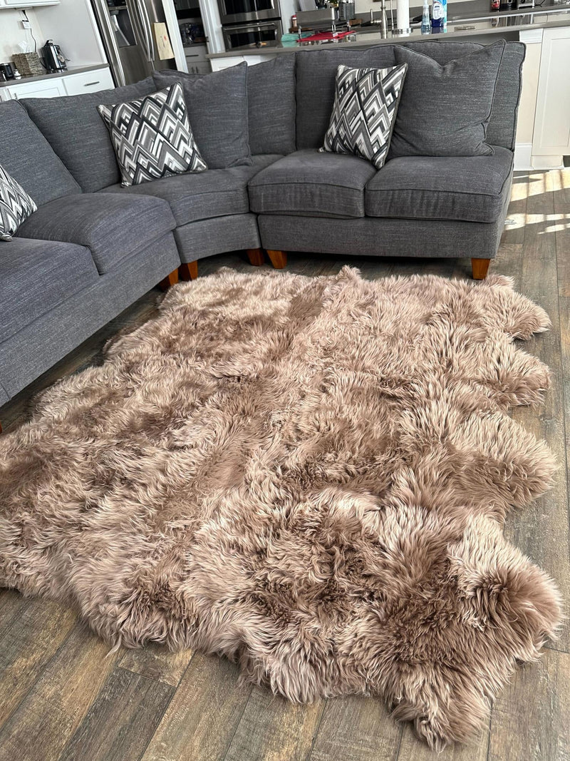 Arctic Lambskin Luxe Collection Area Rug - Tundra Rectangle Beige  lifestyle 17