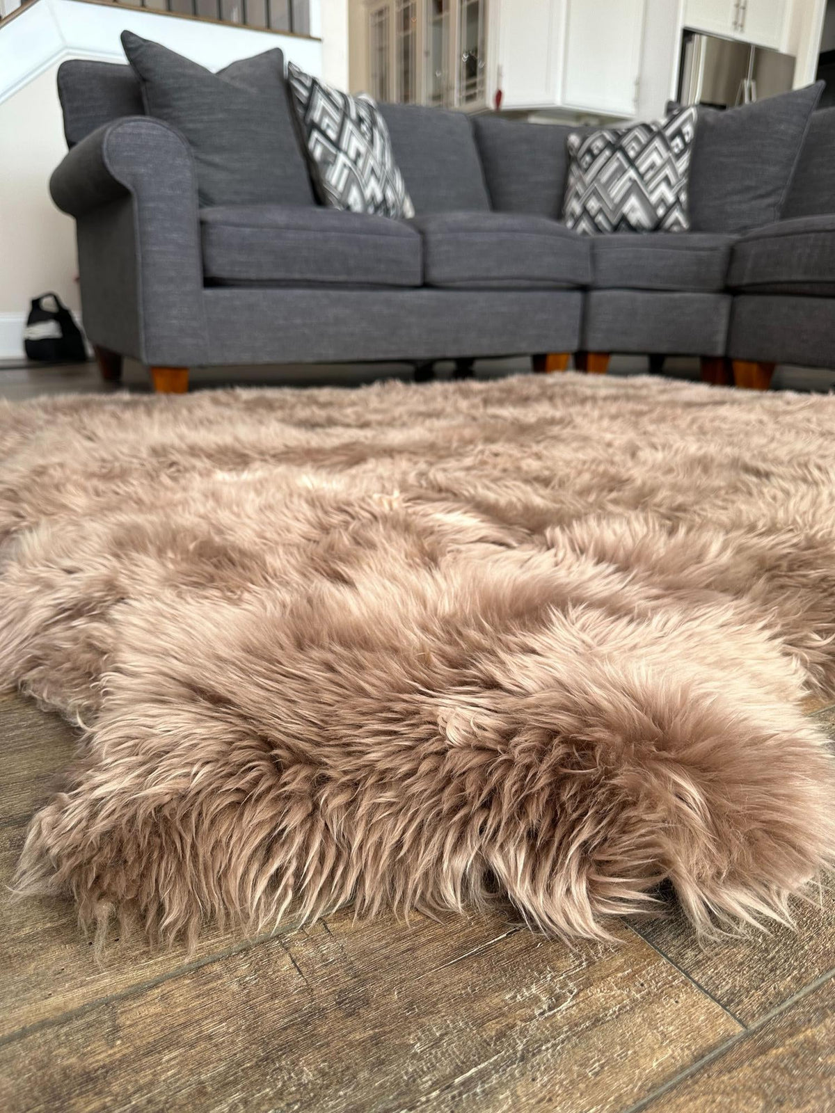 Arctic Lambskin Luxe Collection Area Rug - Tundra Rectangle Beige  lifestyle 43