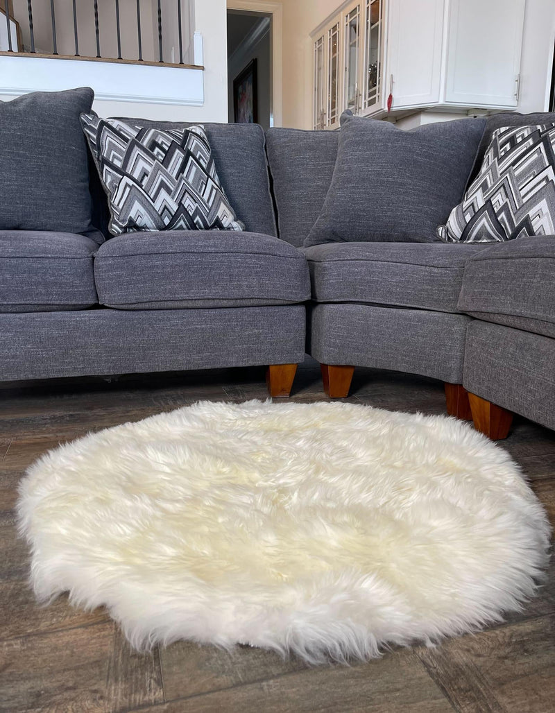Lambskin Haven Collection Area Rug - Fleeceville Round White  lifestyle 7
