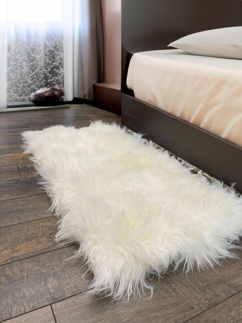Lambskin Haven Collection Area Rug - Fleeceville Runner White  lifestyle 8