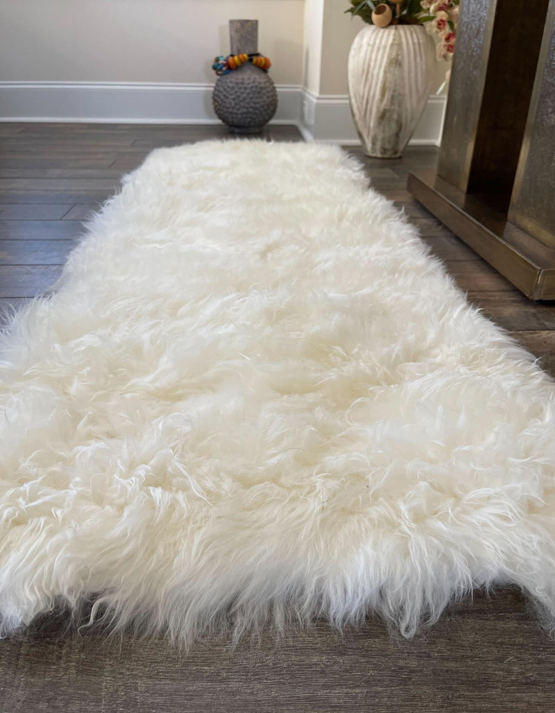 Lambskin Haven Collection Area Rug - Fleeceville Runner White  lifestyle 14