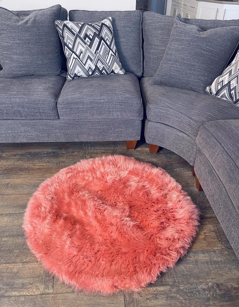 Lambskin Haven Collection Area Rug - Fleeceville Round Pink  lifestyle 12