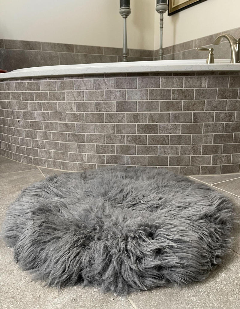 Lambskin Haven Collection Area Rug - Fleeceville Round Gray  lifestyle 26