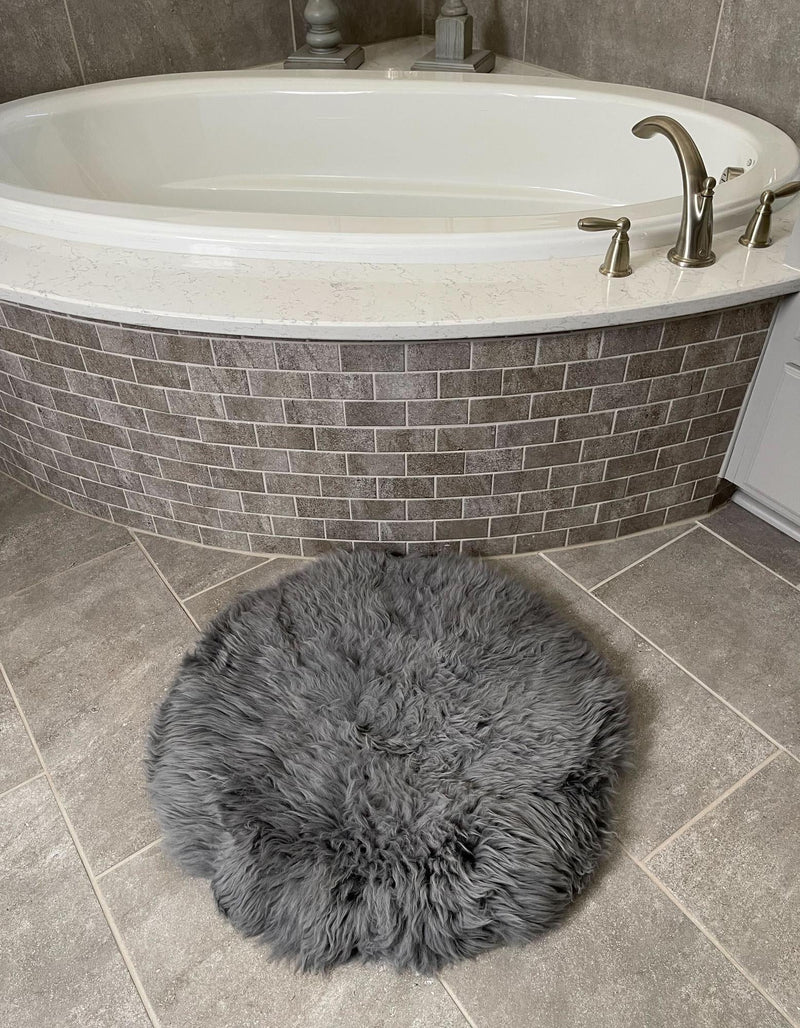 Lambskin Haven Collection Area Rug - Fleeceville Round Gray  lifestyle 32