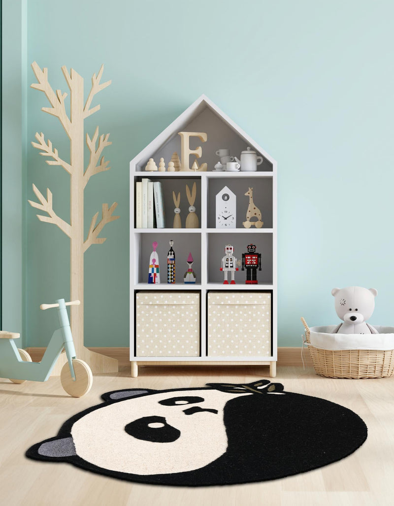 Whimsy Wonders Wool Collection Area Rug -  Summit Round Black and White  lifestyle 4