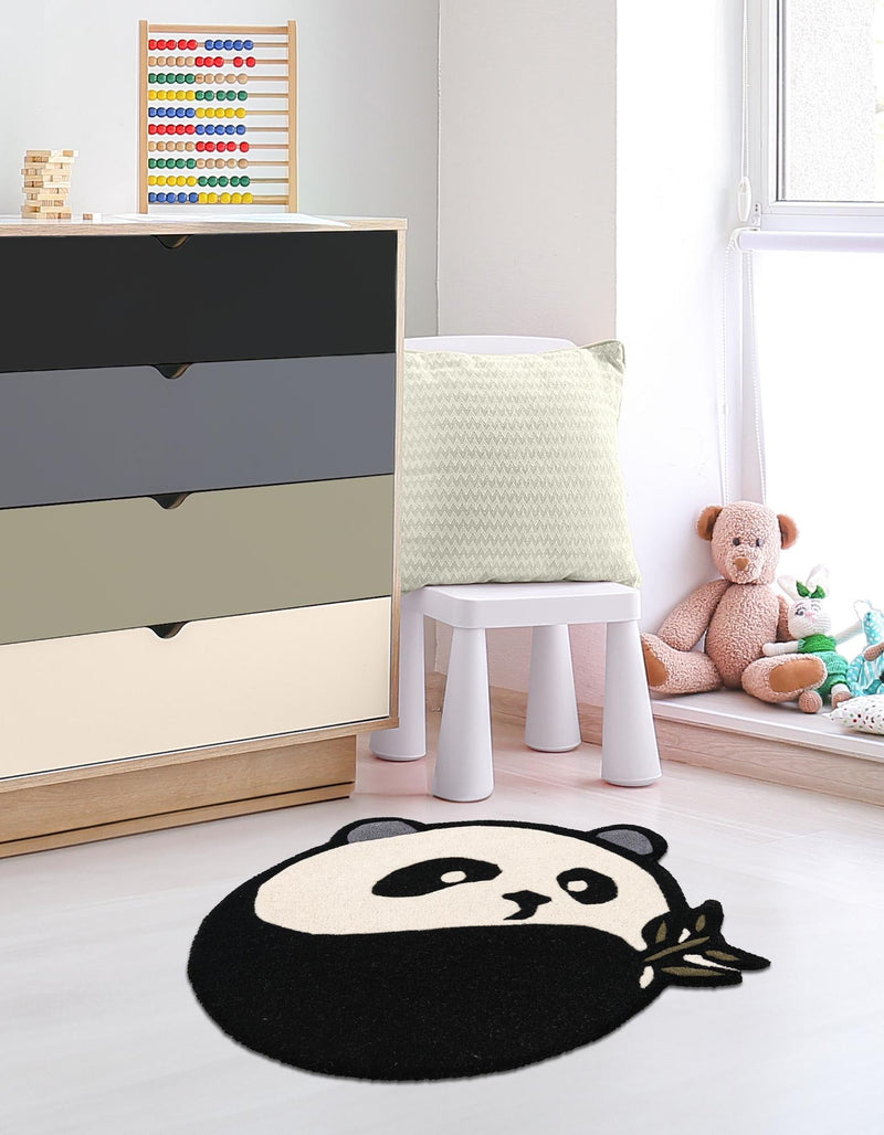 Whimsy Wonders Wool Collection Area Rug -  Summit Round Black and White  lifestyle 5