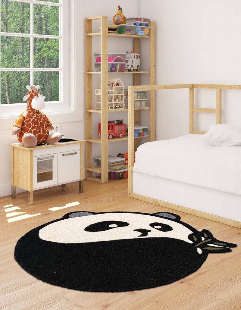 Whimsy Wonders Wool Collection Area Rug -  Summit Round Black and White  lifestyle 7