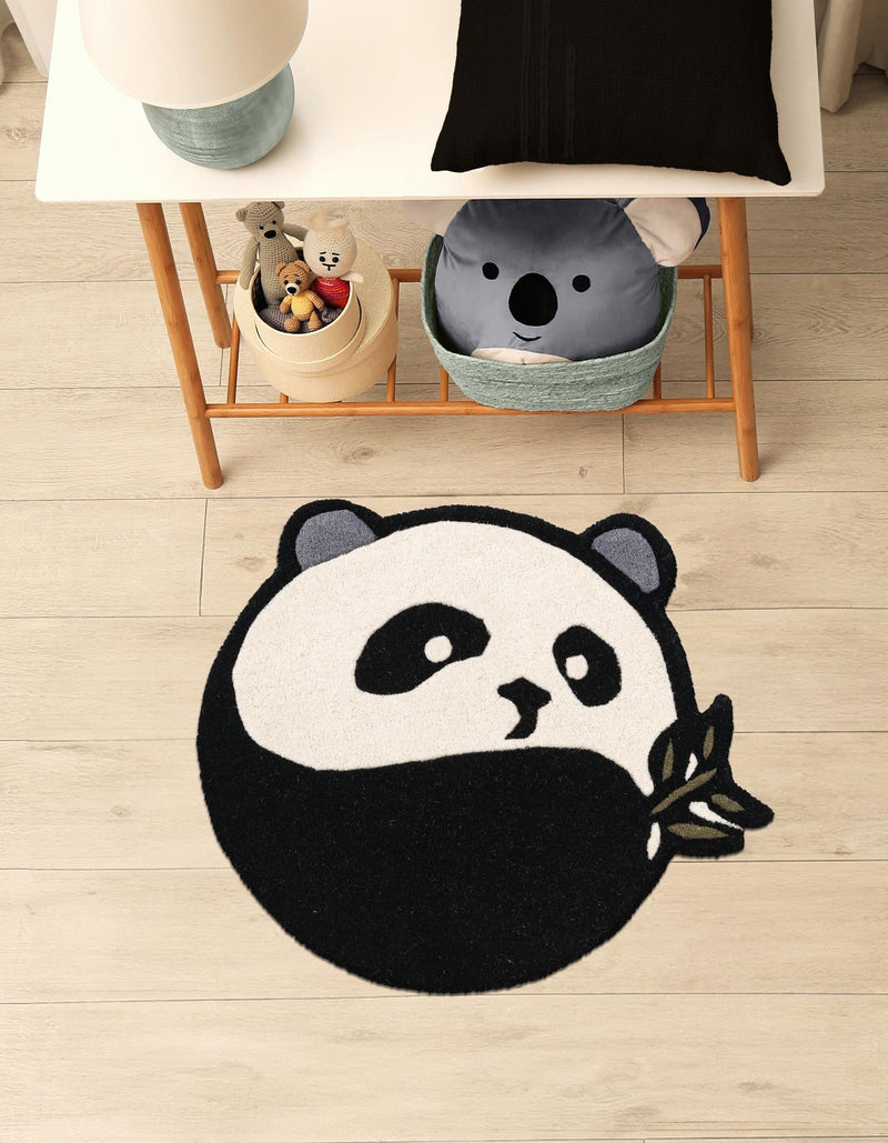Whimsy Wonders Wool Collection Area Rug -  Summit Round Black and White  lifestyle 11