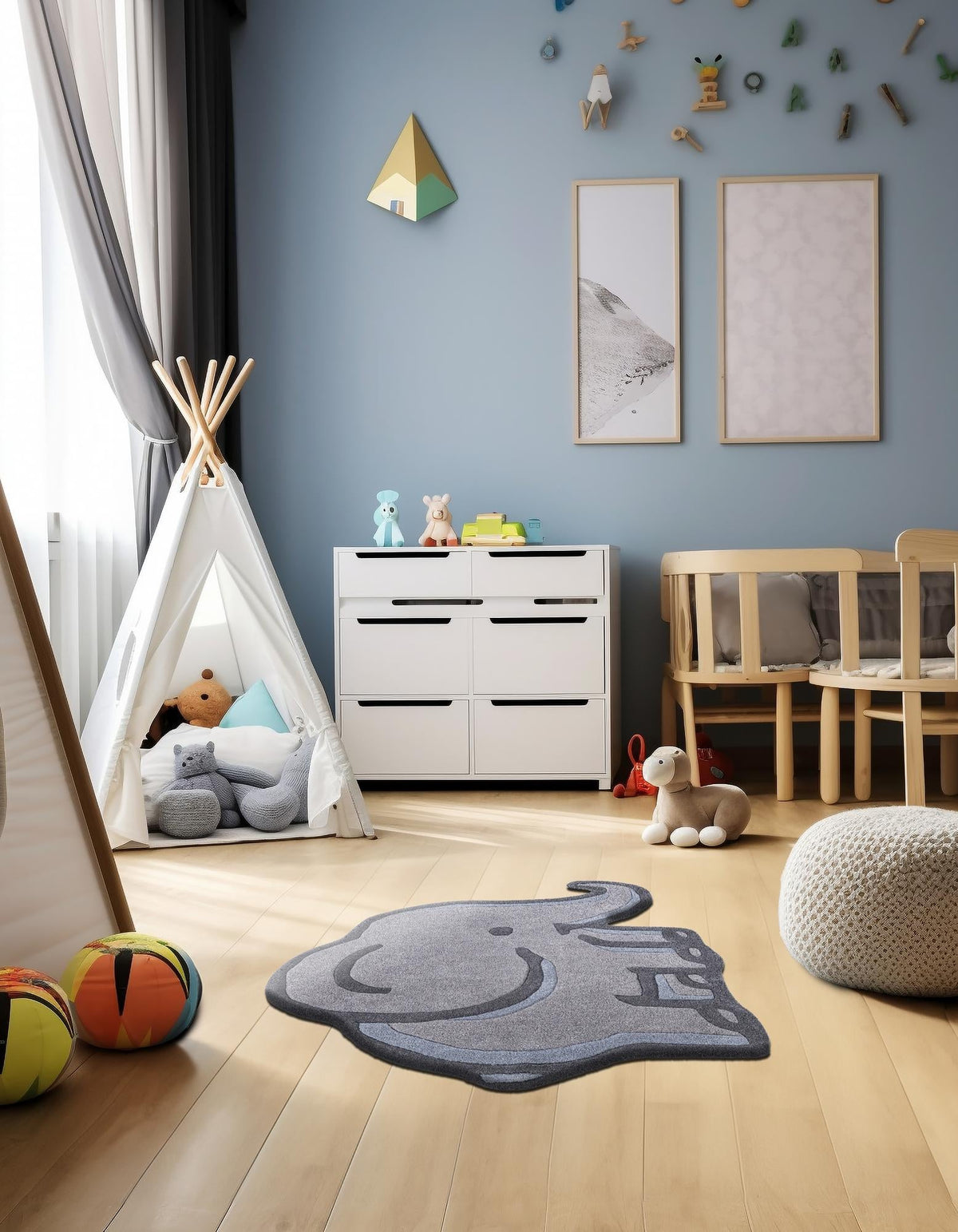 Whimsy Wonders Wool Collection Area Rug -  Prairie Rectangle Gray  lifestyle 4