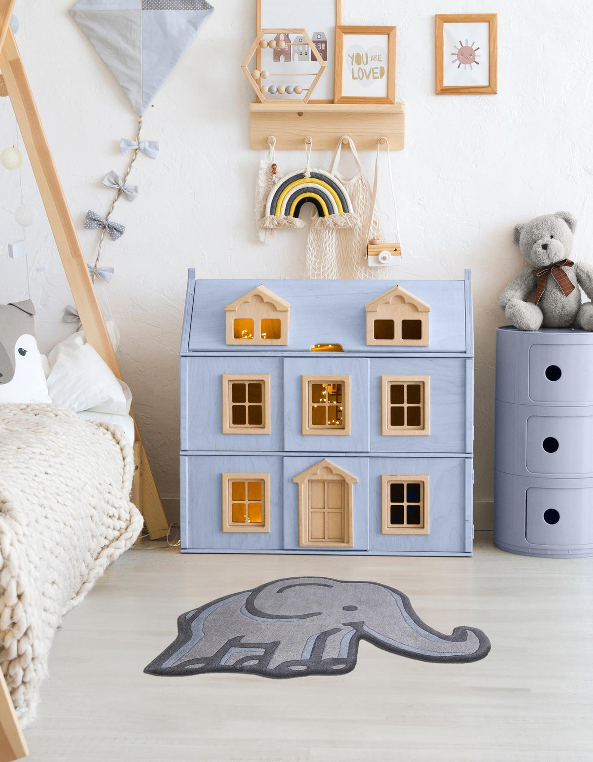 Whimsy Wonders Wool Collection Area Rug -  Prairie Rectangle Gray  lifestyle 7