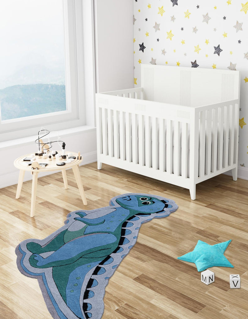 Whimsy Wonders Wool Collection Area Rug -  Grove Round Blue  lifestyle 3