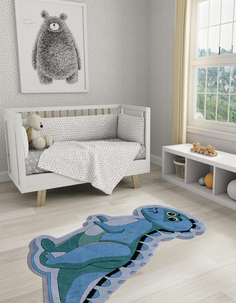 Whimsy Wonders Wool Collection Area Rug -  Grove Round Blue  lifestyle 6