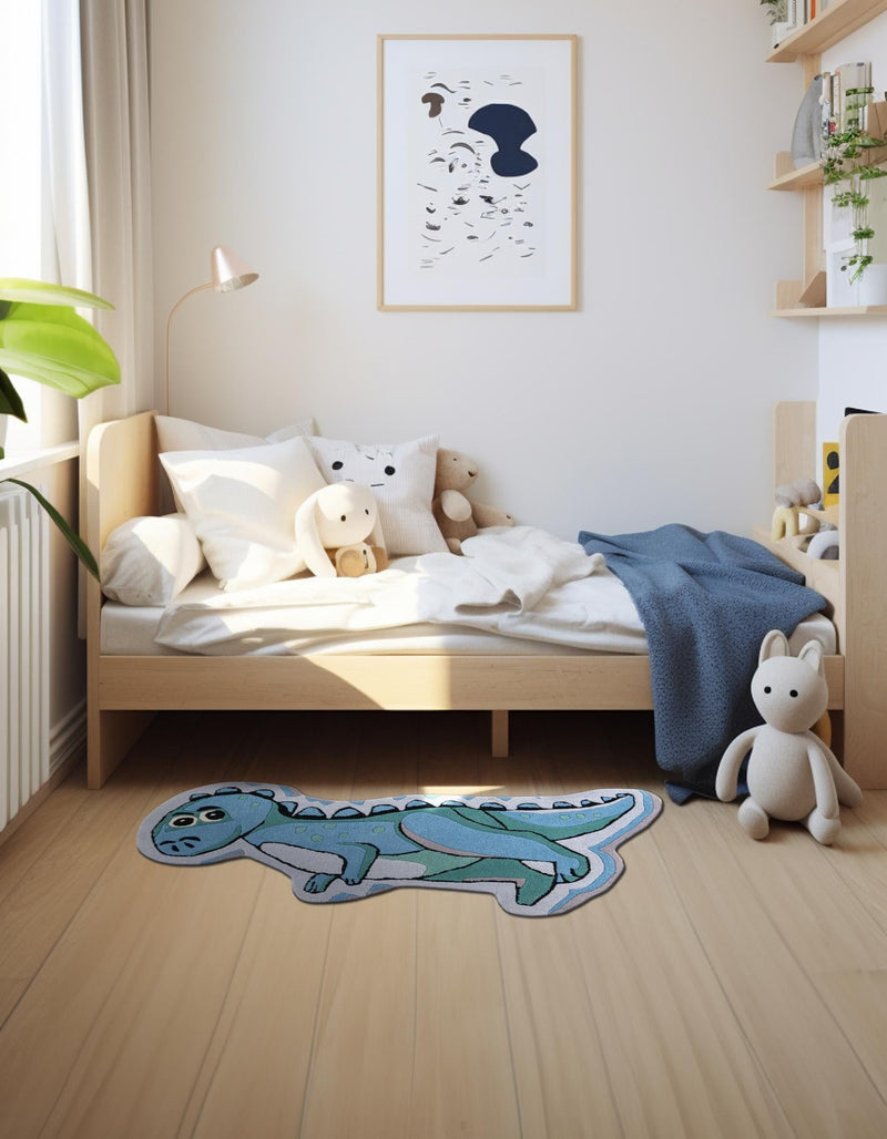 Whimsy Wonders Wool Collection Area Rug -  Grove Round Blue  lifestyle 10