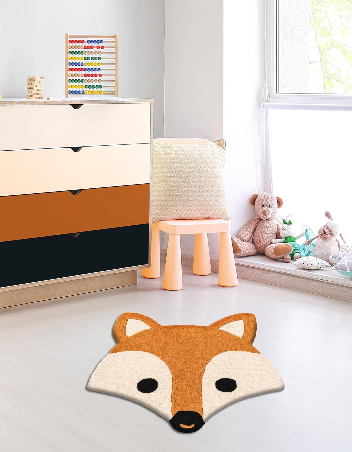 Whimsy Wonders Wool Collection Area Rug -  Meadow Round Orange and White  lifestyle 4