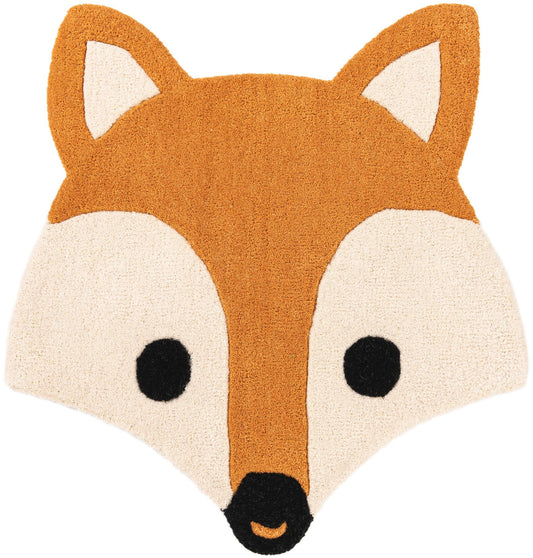 Whimsy Wonders Wool Collection Area Rug -  Meadow Round Orange and White Main