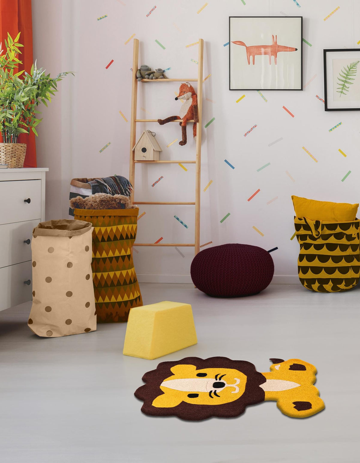 Whimsy Wonders Wool Collection Area Rug -  Jungle Rectangle Yellow  lifestyle 8