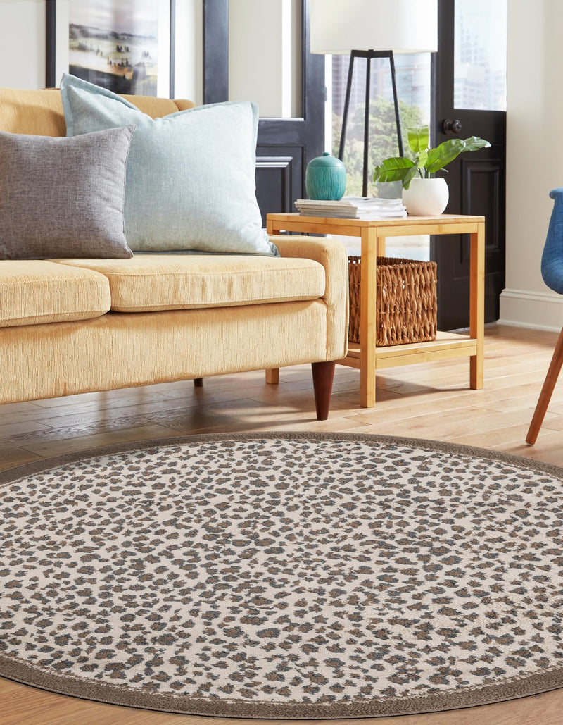 Savannah Sojourn Collection Area Rug - Serengeti Round Brown  lifestyle 67