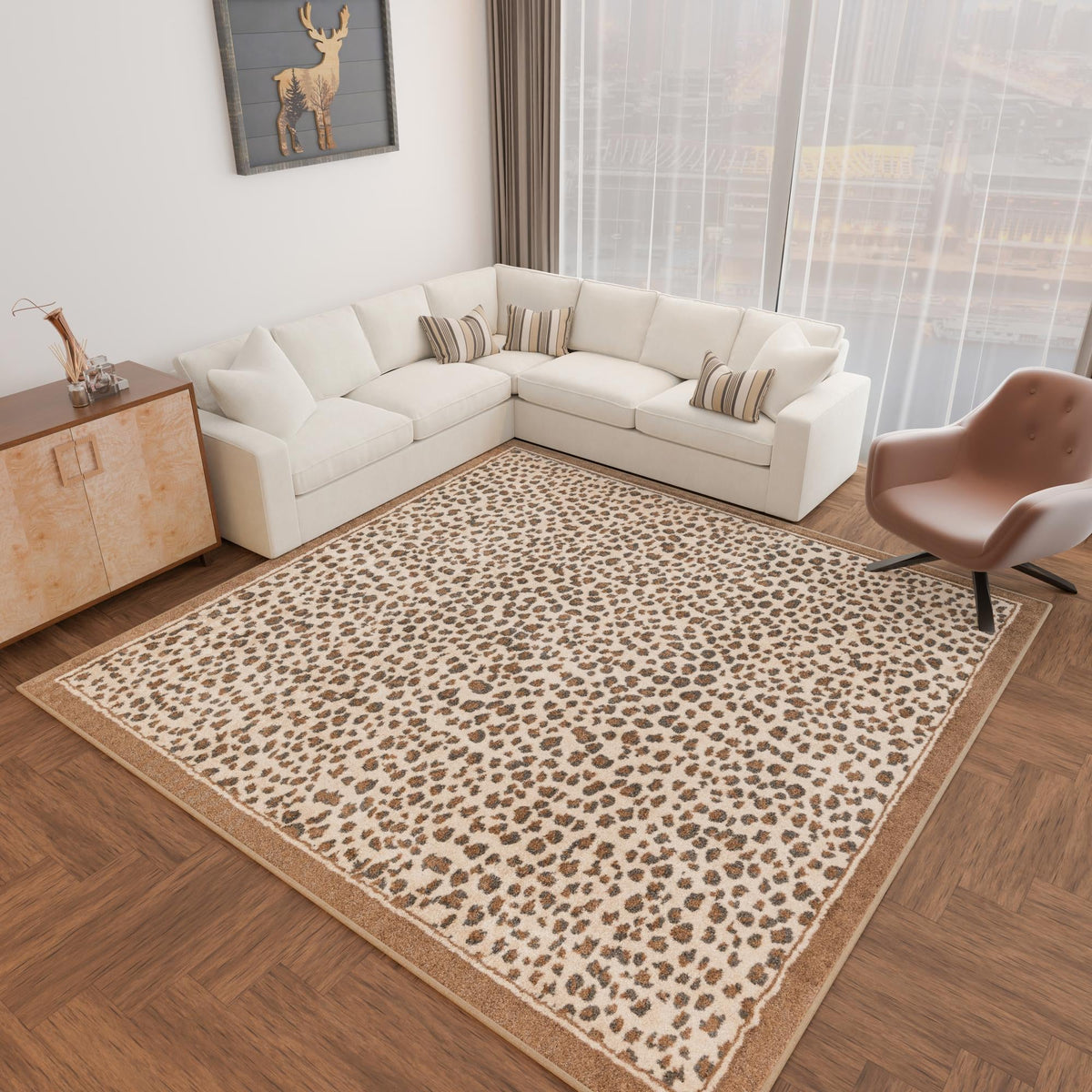 Savannah Sojourn Collection Area Rug - Serengeti Square Brown  lifestyle 155