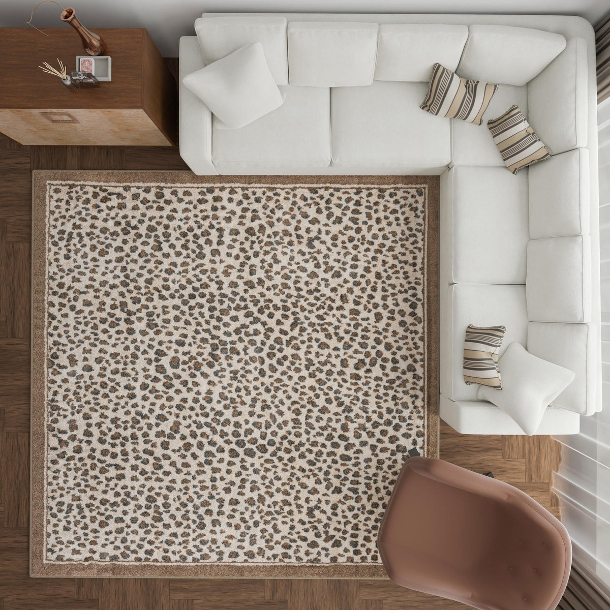 Savannah Sojourn Collection Area Rug - Serengeti Square Brown  lifestyle 164