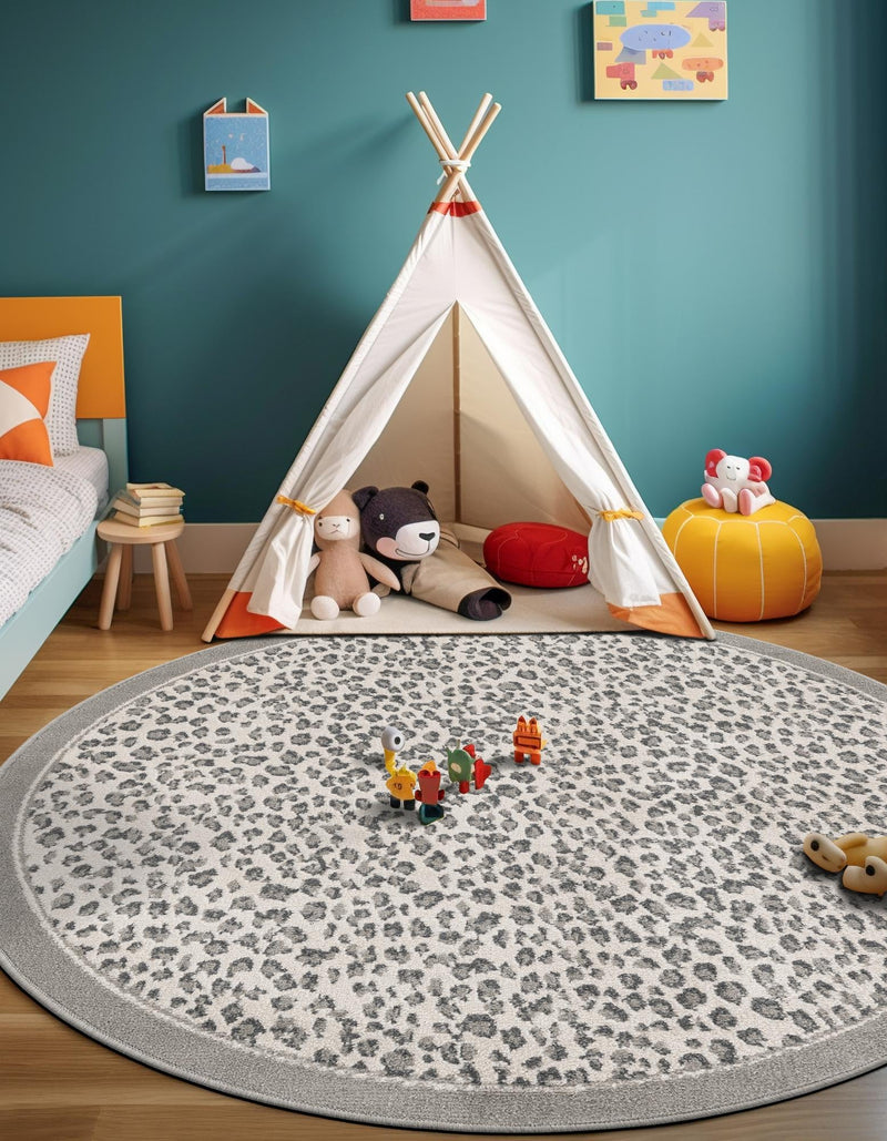 Savannah Sojourn Collection Area Rug - Serengeti Round Gray  lifestyle 91