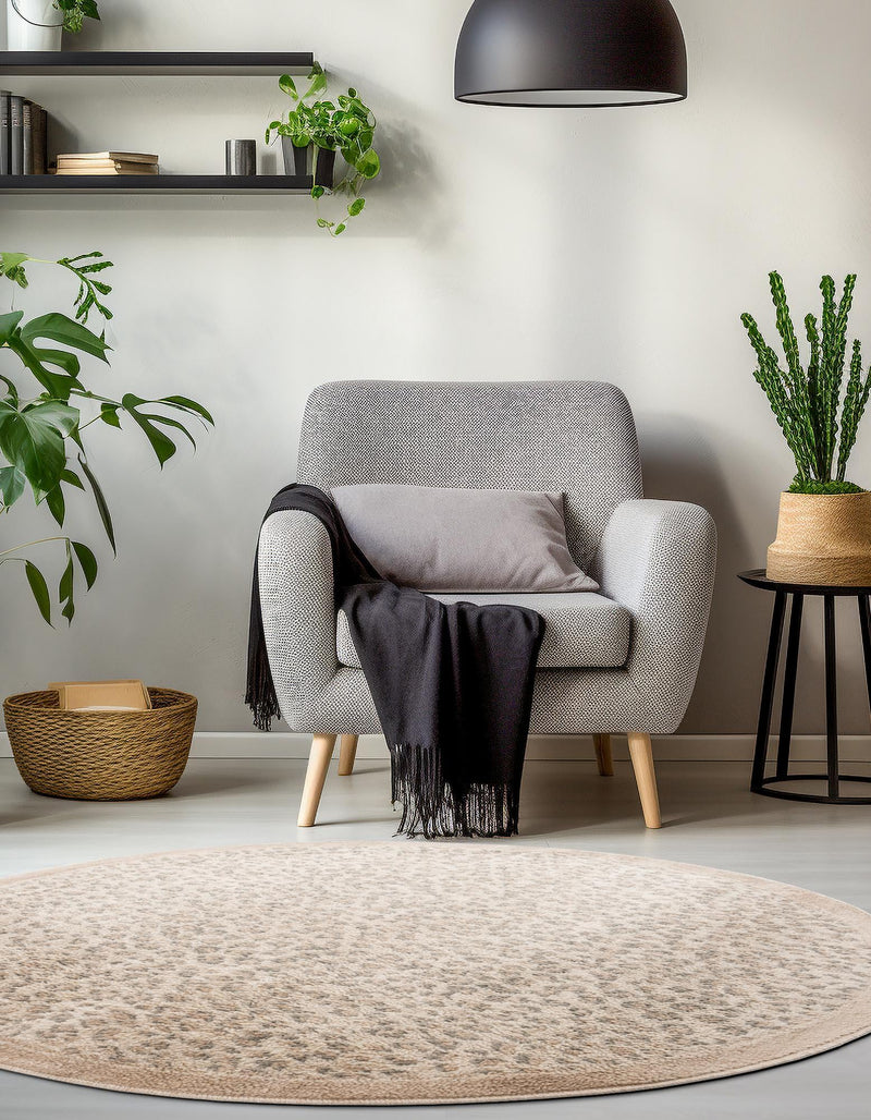 Savannah Sojourn Collection Area Rug - Serengeti Round Ivory  lifestyle 73