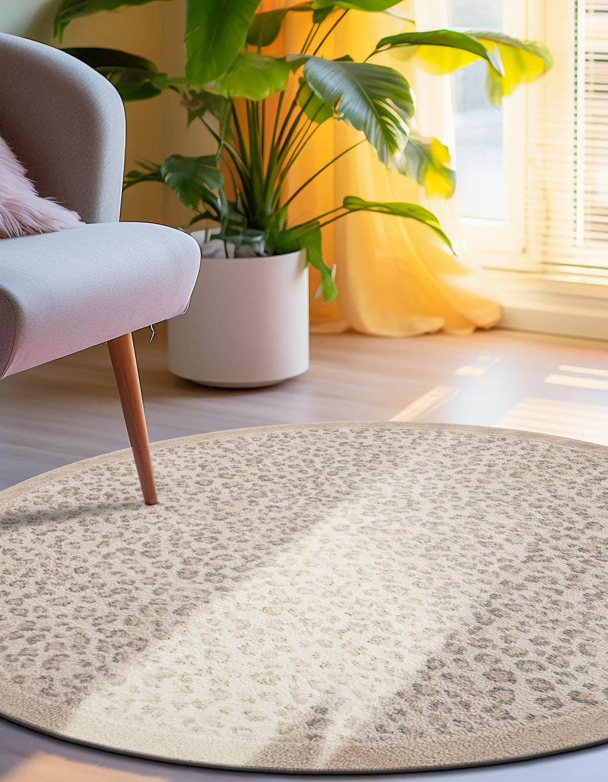 Savannah Sojourn Collection Area Rug - Serengeti Round Ivory  lifestyle 97