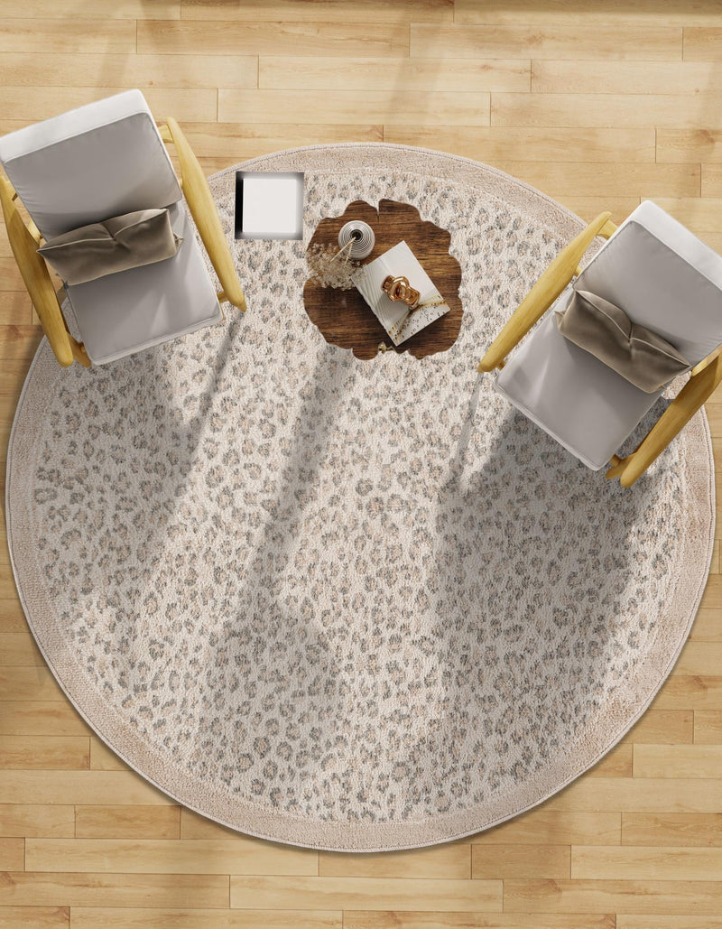 Savannah Sojourn Collection Area Rug - Serengeti Round Ivory  lifestyle 152