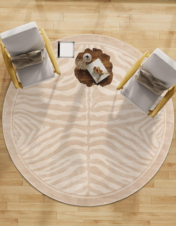 Savannah Sojourn Collection Area Rug -  Kalahari Round Beige and Ivory  lifestyle 131