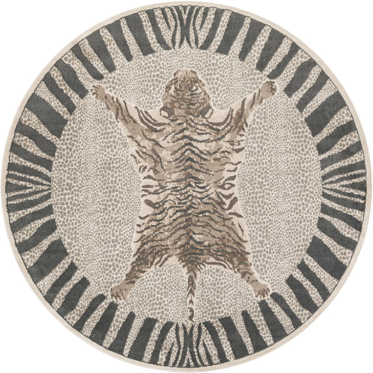 Savannah Sojourn Collection Area Rug -  Masai Round Gray and Ivory  lifestyle 20
